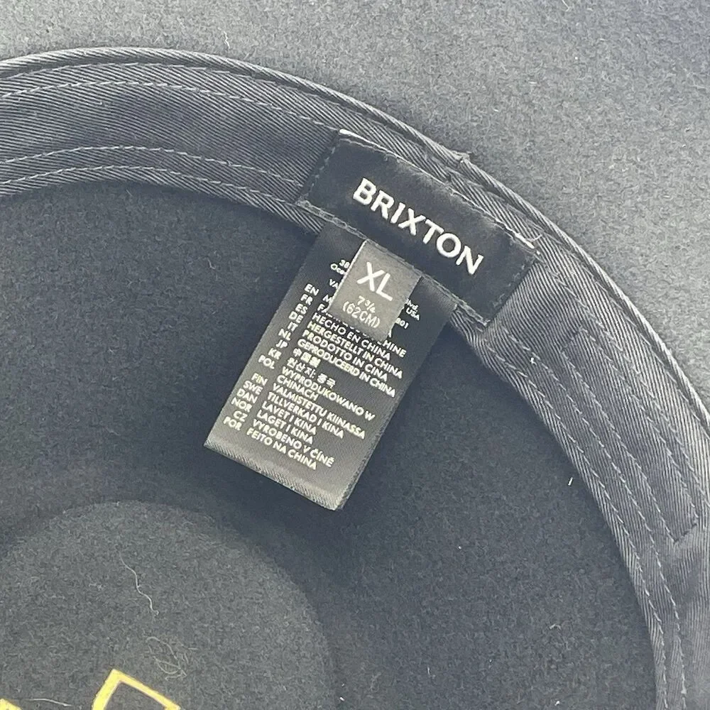 Brixton Black Wide Brim Fedora Hat 100% Wool Unisex Size XL